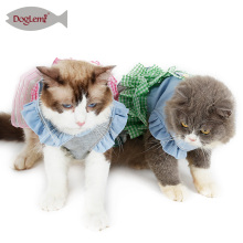 Diseño Checked Tutu Ropa para perros Denim Princess Cat Dog Ropa nupcial de la boda Vestido para mascotas Cat Puppy Dog